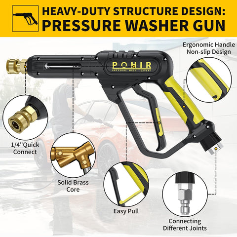 Beast Pressure Washer Gun With Foam Cannon And 50 Foot Hose 3600 PSI Cleaning Kit Featuring 15 Inch Extension Wand Seven Nozzle Tips