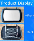 Front and back view of Clip On Car Sun Visor Mirror Universal Fit HD Vanity Mirror with glass lens and stainless steel clips.