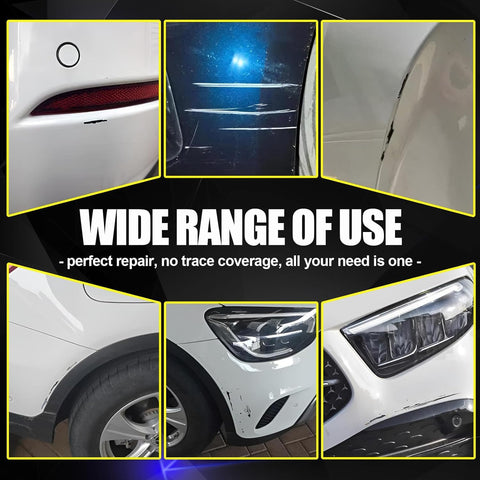 Close-ups of vehicle scratches before using Mercedes-Benz Alpine Grey 956 Touch Up Paint Kit With 2 In 1 Scratch Repair Pen And Brush