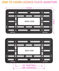 Front License Plate Holder Bracket Upgraded Black Universal ABS Mounting Kit Frame With Raised Edge And Screws front and back view