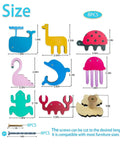 8 Pack Ocean Sea Animal Wooden Cabinet Knobs Set With Tiny Turtle Decor For Nursery And Kids Rooms, size chart view