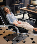 Woman reclining in Cloud-Like Comfy Office Chair With Footrest, Overstuffed Fiberfill, Ultra Soft Reclining High Back Desk Chair For Home Office