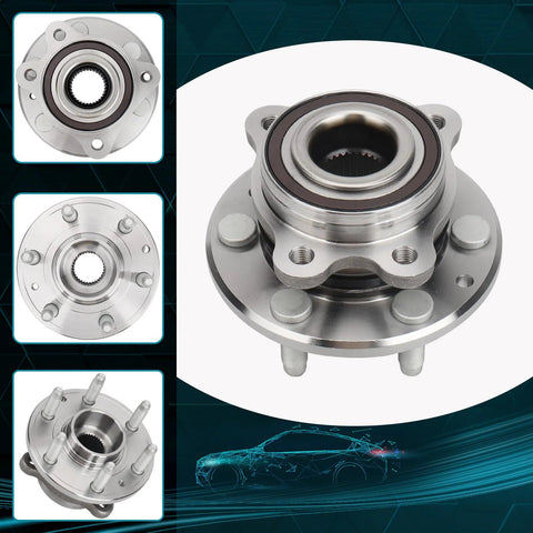 Front Wheel Bearing And Hub Assembly 515167 For 2015 To 2022 Chevrolet Colorado And 2015 To 2022 GMC Canyon 4WD With ABS 6 Lug Replacement Fits Front Driver Or Passenger Side Premium Quality, steel close-up view