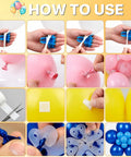 12 Piece Black Balloon Arch Clips Kit For Party, 3 Inch And 4 Inch Nylon, Includes Free Balloons, Flowers, Chains And Dots To Build Epic Backdrops Fast, blue clip demo