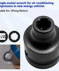 8-angle socket wrench from Solid As A Rock Half Inch Drive EV Hybrid Socket Kit for air conditioning compressors.