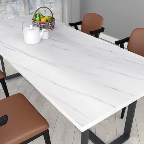 Peel And Stick Marble Countertop Cover 30x120 Inches White Marble Self Adhesive Waterproof Wallpaper on dining table