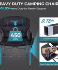 Oversized Folding Chair For Outdoors With All Day Comfort And Fully Padded Seat And Back, 450Lbs Heavy Duty Portable Camp Chair shown.