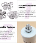 Grab-And-Go 90 Pcs Assortment Kit SAE 304 Stainless Steel 5/16-18 Hex Nuts, Flat Washers, And Split Lock Washers displayed with packaging.