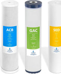 Three Stage Whole House Water Filter System Replacement Cartridge Pack For Clean, Safe Water Across Your Whole Home - Includes 3 High-Quality Cartridges, Easy Install, White