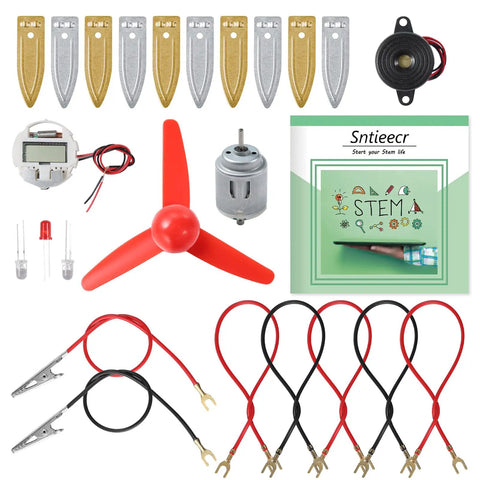 Fruit Battery Science Kit With Instruction Guide For Hands On STEM Learning Potato Science Project For School And Home Kid Friendly DIY Experiments Kit With Copper And Zinc Sheets LEDs Wires Buzzer Motor And Propeller