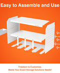 Power Tool Organizer Wall Mount 3 Layer Heavy Duty Cordless Tool Organizer With 4 Drill Hangers shown with modular parts
