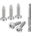 Solid As A Rock Number Ten By Three Quarter Inch Button Head Torx Security Screws Paired With One T25 Driver Bit in stainless steel