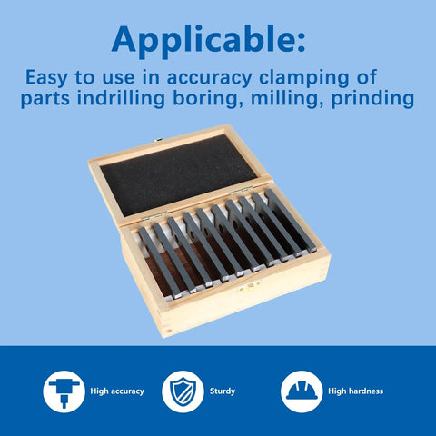 Ten Pairs One Eighth By Four Inch Accuracy Parallel Block Set With Two Ten Thousandths Of An Inch Precision Hardened Tool Steel Machinist Parallels In Wooden And Plastic Boxes For Go To Precision Layout And Machining