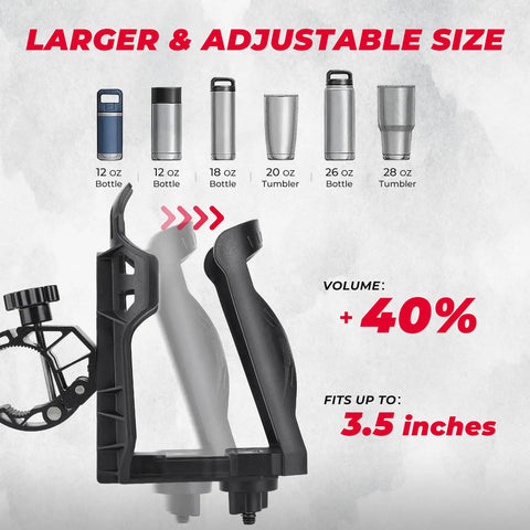 Universal Cup Holder For ATV And Motorcycle Handlebar Water Bottle Mount With 0.6 To 1.56 Inch Clamp Heavy Duty 28oz Capacity display