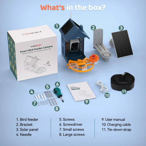 Dope Bird Feeder With Camera Outdoor Birdhouse AI Identifies 11000 Species 3K HD Quality And Arrival Alerts Solar Powered Three Panels Great Gift For Bird Lovers Mom Dad unboxed with components