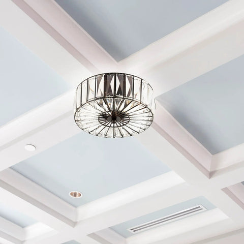 Glam Ceiling Light Fixture Semi Flush Mount In Oil Rubbed Bronze With Crystal Accents For Living Room Hallway And Entryway Transitional Style 11.5 By 11.5 By 6 Inches Energy Efficient Overhead Lighting