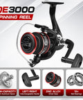 QE3000 spinning reel for Two Piece Telescopic Carbon Fiber Fishing Rod And Reel Set With Two Spinning Reels, Two Lines, Hooks And Bait