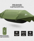 3 In 1 Camping Hammock Tent With Mosquito Net And Rain Fly Lightweight Waterproof Portable Sleeping Hammock in green