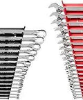 34-Piece Combination Wrench Set With Angled Open End Racks, Inch Wrenches One Quarter Inch To One Inch And Metric Wrenches
