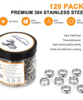 120 Pack Half Inch PEX Cinch Crimp Rings 304 Stainless Steel Pinch Clamps Stepless Single Ear Hose Clamps for PEX Tubing Pipe Fitting Connections