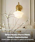SongCiLT Vintage Sconce Wall Lighting with Milk White Glass Shade mounted on a wall with flowers in a cozy setting.