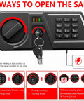 Go To Compact Fireproof And Water Resistant Home Safe With Digital Security, Combination Lock, Smart Alarm System, shown with lock options