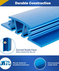 Close-up of blue anodized aluminum 7 Inch Bandsaw Resaw Guide For 14 Inch Band Saws Pro Grade Narrow Cut Accessory.