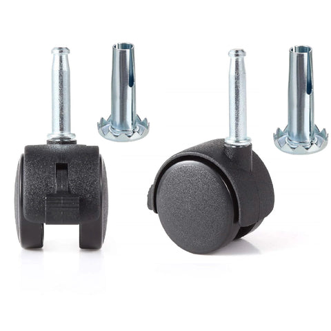 2 Pack Locking Swivel Caster Replacement Wheels For Weber Gas Grill Stem Casters 2.5 Inch twin wheel rubber with pin stem