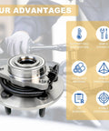 515126 Two Piece Front Wheel Hub And Bearing Assembly For 2009 2010 2011 Ram 1500 From December 2008 direct replacement, shown with features diagram