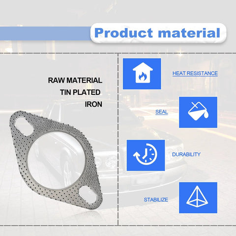 Exhaust gasket for 2.5-inch flange, tin-plated iron, perforated metal with two bolt holes