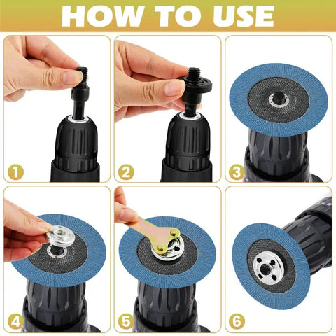 Step-by-step use of Set Of 2 Electric Drill Angle Grinder Connecting Rod Adapters With Spanner And Flange Nut 10mm Drill Arbor Mandrel