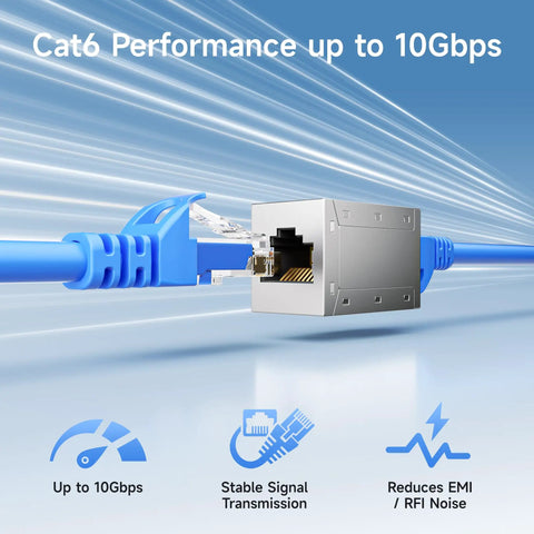 Five Pack Shielded Cat6a Ethernet Couplers Female To Female Extender Adapters For 10Gbps Networking Pro Grade Plug And Play