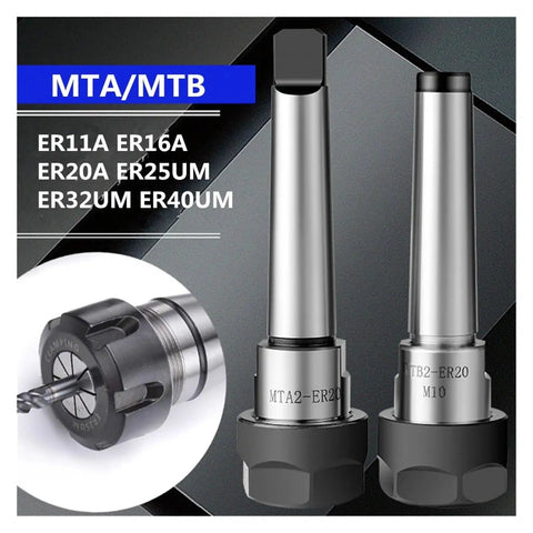 1pc CNC Lathe Threaded Spring MTB2 MTB3 MTB4 Milling Tool Vibration Dampener with MTA2 ER20 and MTB2 ER20 connection features.