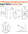 Technical diagram of Beefy 20 To 1 Planetary Gearbox for Nema 23 Stepper Motor with Low Backlash, showing dimensions and design.