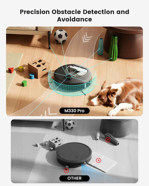 LiDAR Robot Vacuum And Mop With 450ml Dustbin Upgraded 190 Degree Obstacle Avoidance Cleaning M330 Pro near pet