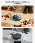 LiDAR Robot Vacuum And Mop With Slick Smart Mapping, Obstacle Avoidance, Tangle Free Pet Hair Cleanup, shown in use.