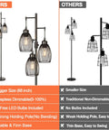 Comparison of dimmable 68 inch floor lamp with stepless dimming and included LED bulbs versus traditional lamps without bulbs or dimming