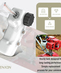 Fuel Tank Kit A350000300 Compatible With Mantis 2 Cycle Engines With Three Hole Grommet And Three Fuel Hoses All In One Replacement Kit Includes Tank Cap Grommet And Hoses shown in a product photo with close-up details and red engine background