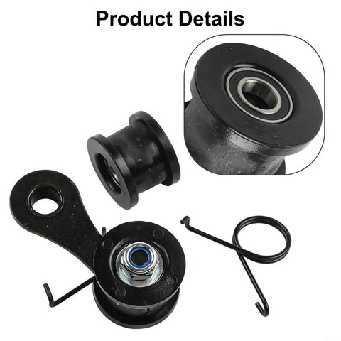 Premium Motorcycle Chain Tensioner Kit With Durable Abs And Iron Guide Plus Spring Roller For Automatic Adjustment On Your Atv Bike, black roller and spring