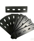 Heavy Duty Roof Rack Mounting Brackets Set 6 Inch By 1.5 Inch Steel Plates, 10 Pack, Cold Rolled Black Finish, Rust Resistant, Beefy Mounting Hardware For SUVs Vans Trucks, shown stacked