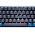 Kickass Sixty Percent Compact Mechanical Keyboard With Hot Swappable Top Tier Keys And Double Shot PBT Keycaps Dual Layer Sound Dampened Construction Plus Custom RGB Lighting For Daily Typing And Gaming Vibes That Totally Slam - top view, blue and green keycaps.