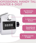 Set Of Two Mechanical Handheld Tally Counters With Lanyard Four Digit Battery Free Clicker For Inventory Tracking No Sweat Easy Grip Lightweight Body showing counter design and features.
