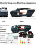Heavy Duty Portable Electric Strapping Machine With Dual Batteries For Pet Strap Automatic Handheld Banding Tool Accessories included.