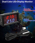 12V Temperature Controller Thermostat With Dual LED Display Pack Of 8 For DIY Pro Grade Temperature Regulation From Minus 50 To 110 Celsius 0.1 Celsius Accuracy 0.5 Second Refresh Rate Compact 48x29x32mm Module, dual LED display and probe