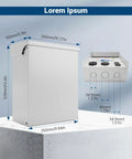 Weatherproof Temporary Power Outlet Panel For RVs And Construction Sites With 20 30 50 Amp Receptacles shown with dimensions