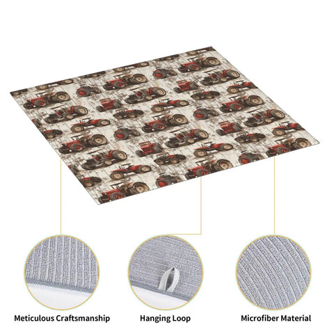 Wood Grain Tractor Print Microfiber Dish Drying Mats For Kitchen Counter And Rack Mat 16 By 18 Inch, texture and features view