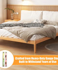Heavy Duty Metal Bed Rail Fasteners 5 Inch Beefy Bed Frame Connectors With Lock Down Screws showing sturdy iron clamps in a bed setup.