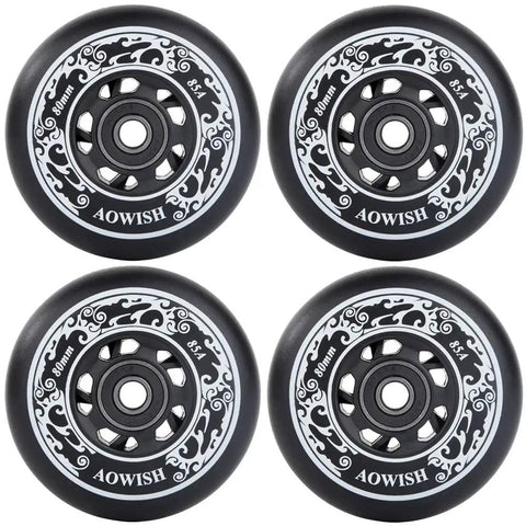Inline Skate Wheels 4-Pack 68mm 72mm 76mm 80mm Outdoor Asphalt Formula 85A With ABEC-9 Bearings And Floating Spacers Replacement