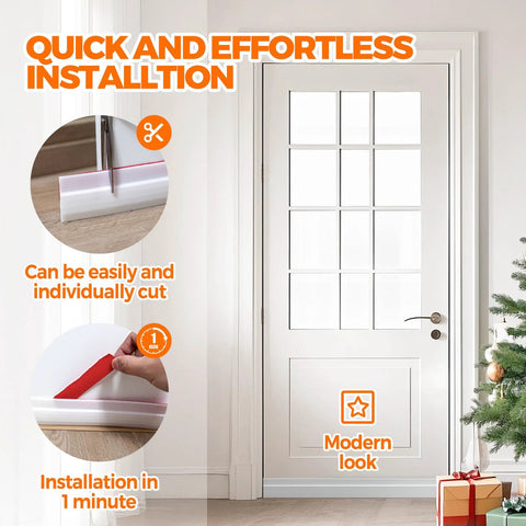 Door Draft Stopper Weather Stripping Kit Easy Install 41 Inch Long 2 Inch Wide With Ultra Strong Adhesive For Gaps Up To 1 Inch White