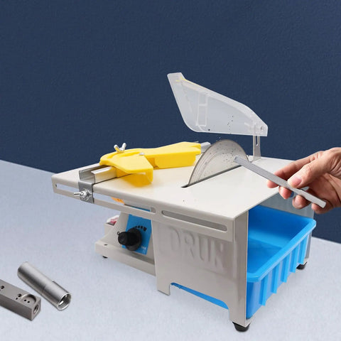 Beast Multifunction Mini Table Saw And Lathe Kit with 750W motor, cutting blade, and accessories for wood, metal, jade carving